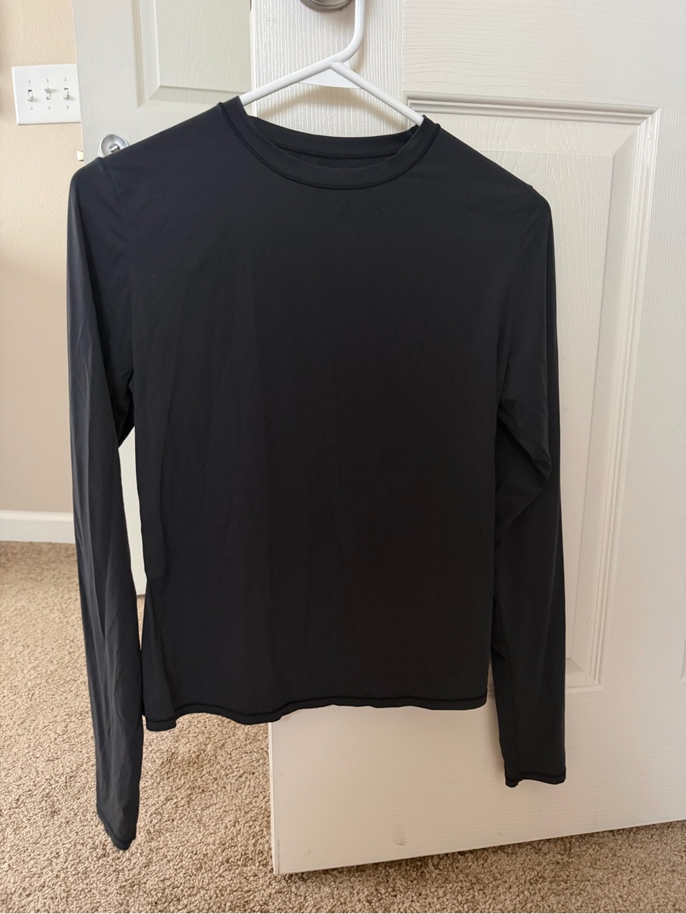 SKIMS Black Long-Sleeve Crew Neck Top